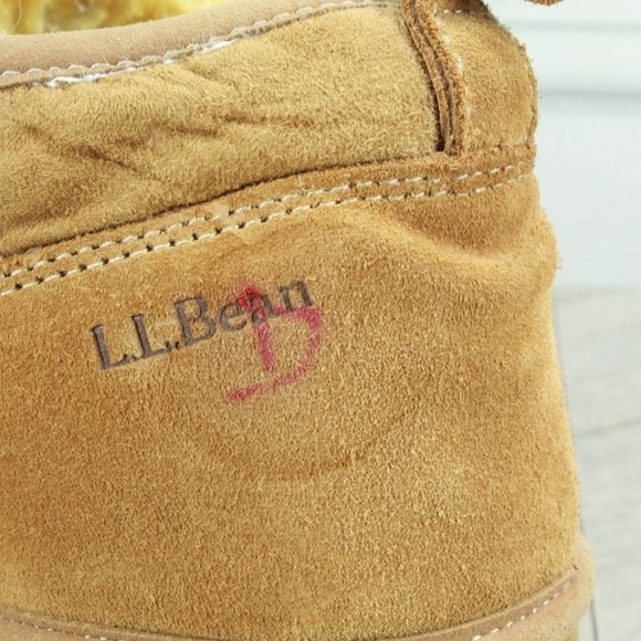LL Bean Brown Suede Wicked Good Shearling Lined Slipper Ankle Boots Size 8 M - Picture 8 of 10